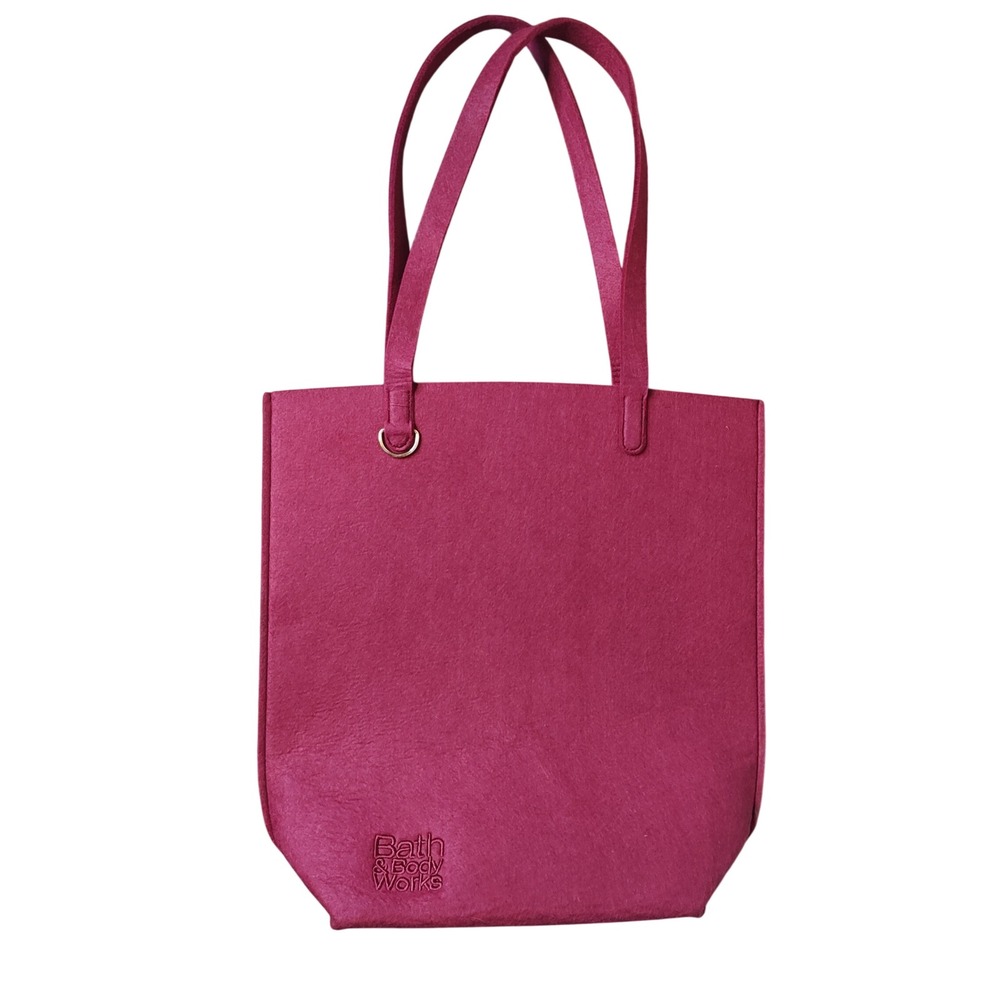 Bath & Body Works Tote Bag Women Magenta Pink Felt Debossed Logo Shopper